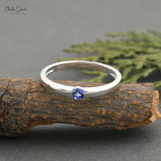 925 Sterling Silver Blue Tanzanite Solitaire Ring for Women