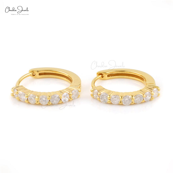 GenuineWhite Diamond Hoops With 925 Sterling Silver