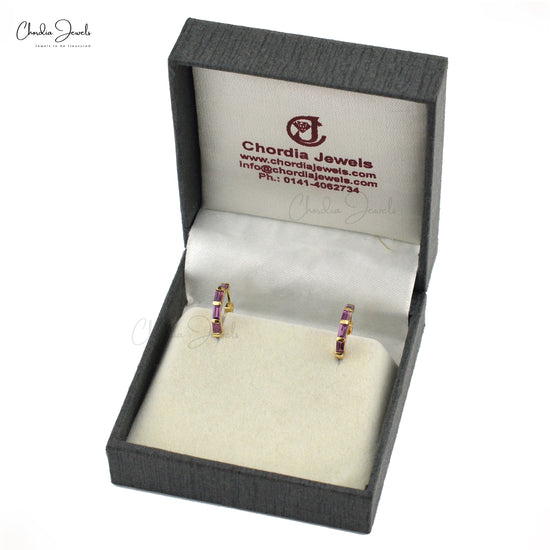 925 Sterling Silver Women Jewelry In Natural Rhodolite Garnet Hoop Earrings Gemstone Jewelry At Wholesale Price