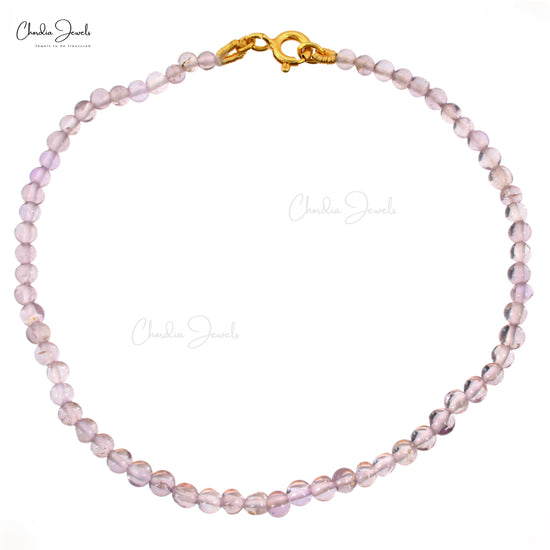 Pink Amethyst Gemstone Silver Bracelet