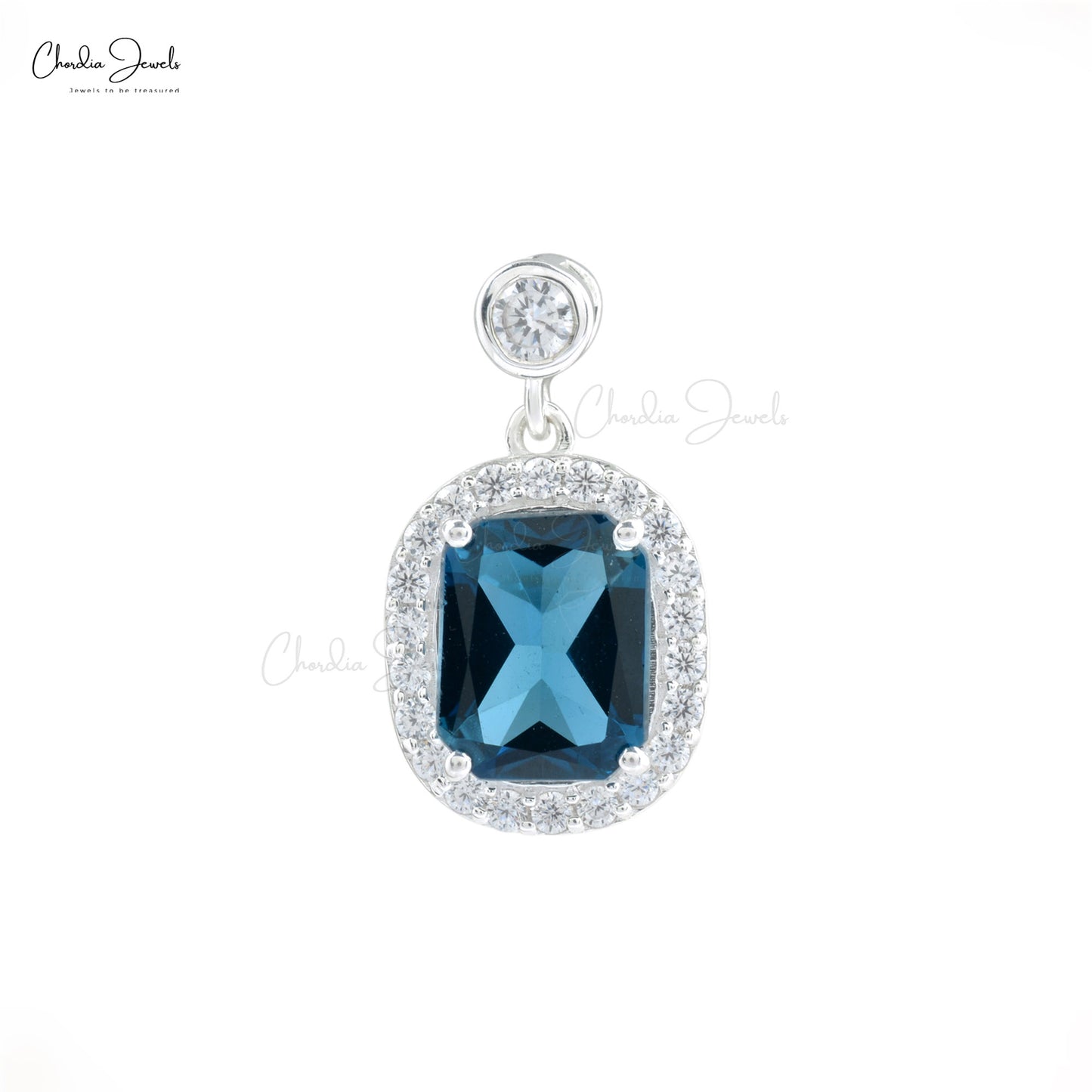 London Blue Topaz Gemstone Silver Pendant December Birthstone Jewelry