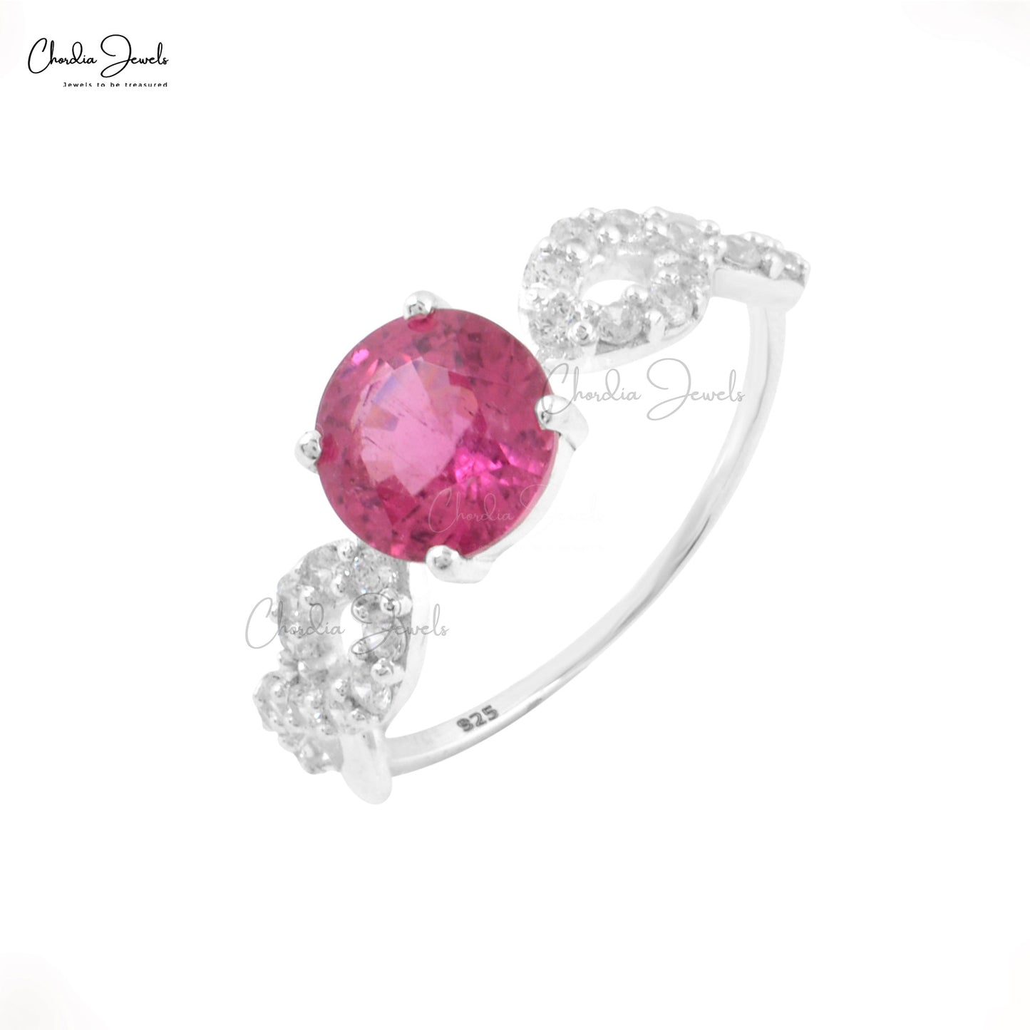 Pink Tourmaline Gemstone Silver Ring Infinity  Ring
