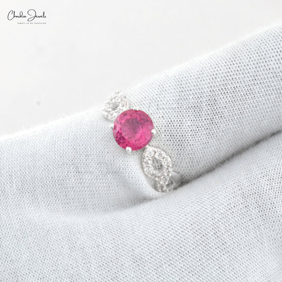 Round-Cut Tourmaline Infinity Ring backed in High Finish Silver 1.50MM Cubic Zircon Ring At Discount Price