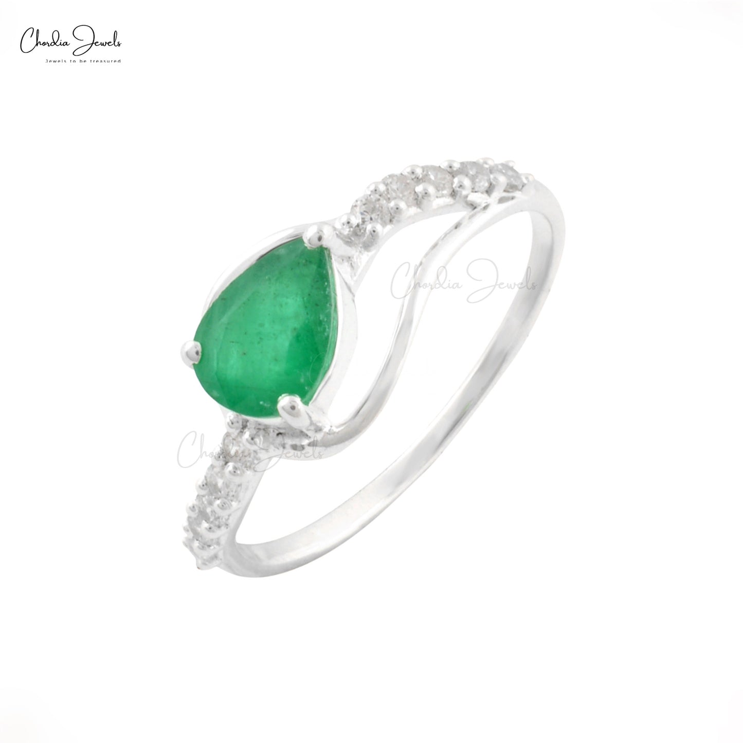 Emerald Gemstone Ring Cubic Zircon Jewelry