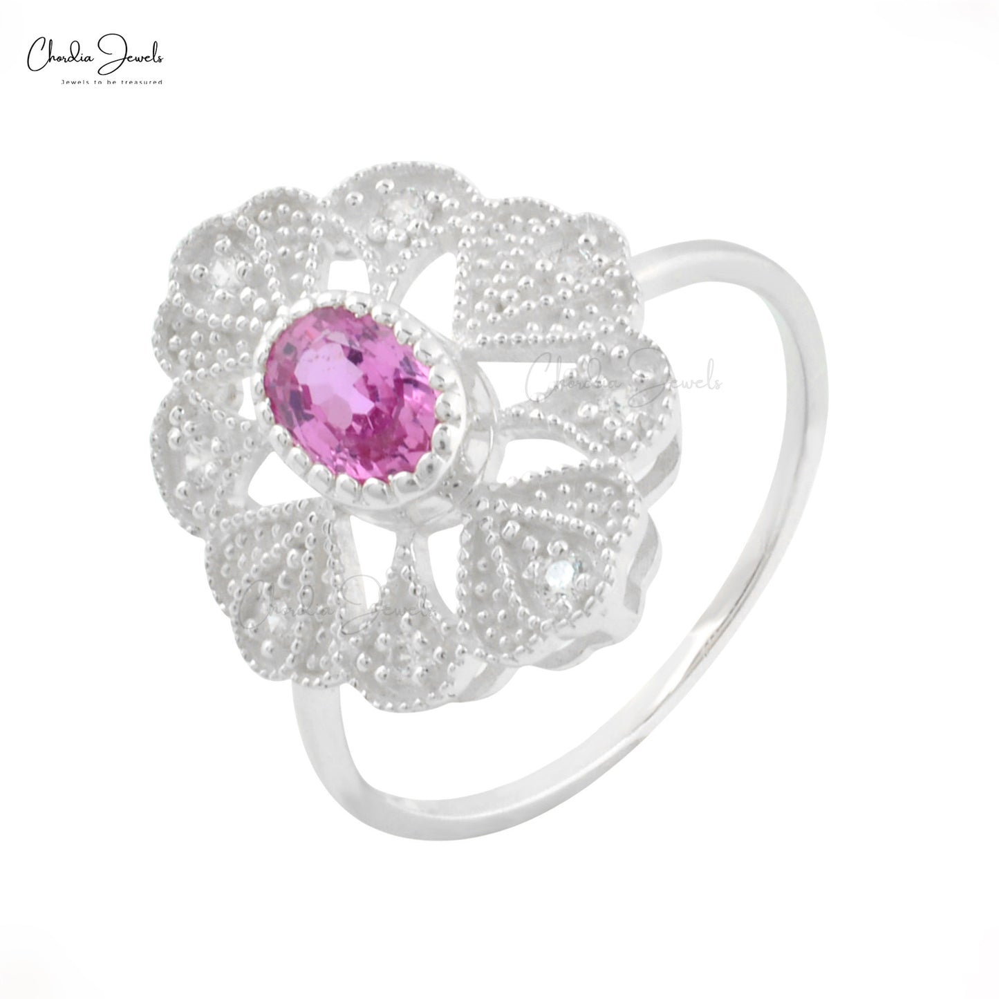 Pink Tourmaline Gemstone Silver Ring