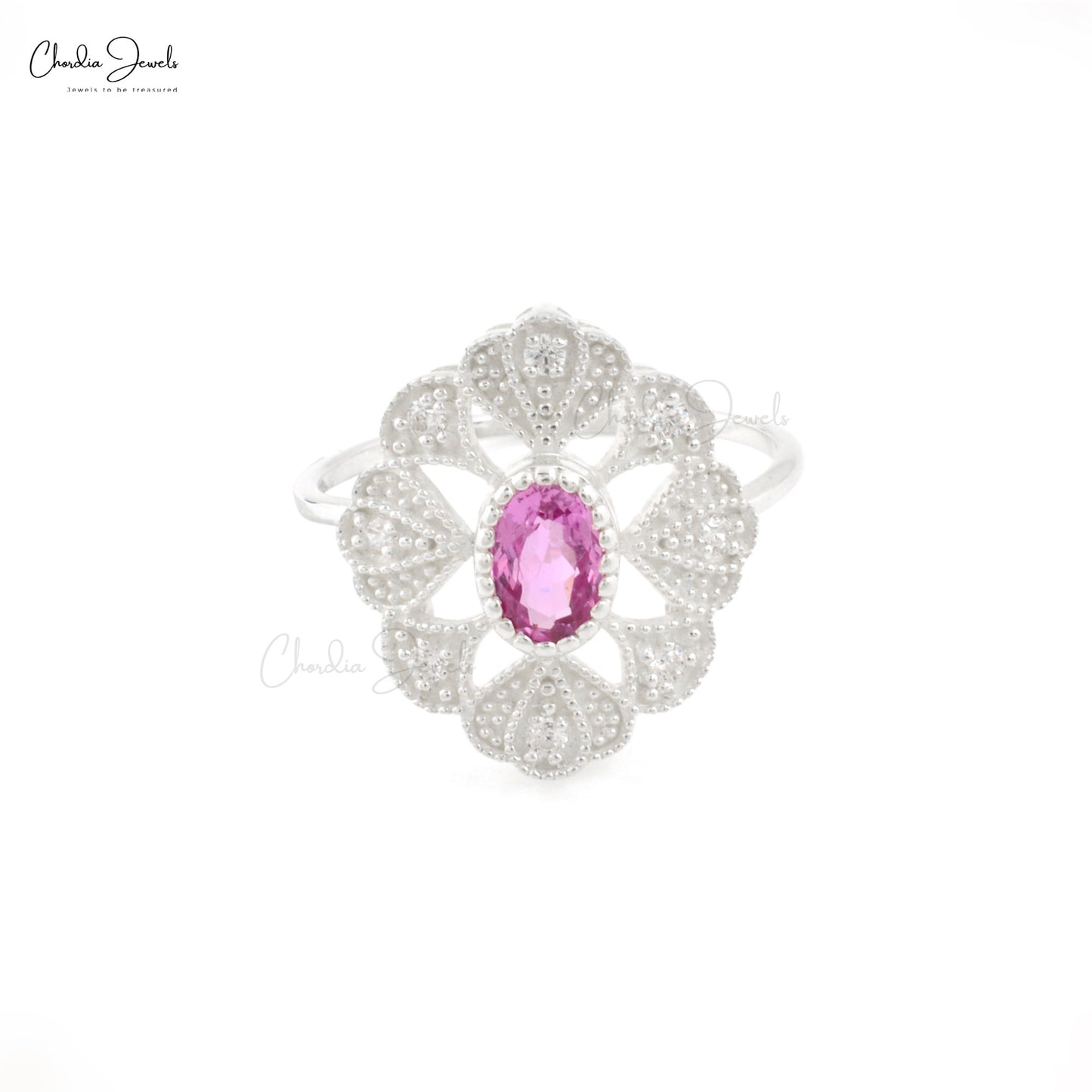 Art Deco Inspired Tourmaline High Finish Silver Ring With Zircon Accent 925 Sterling Silver Wedding Gift For Wife