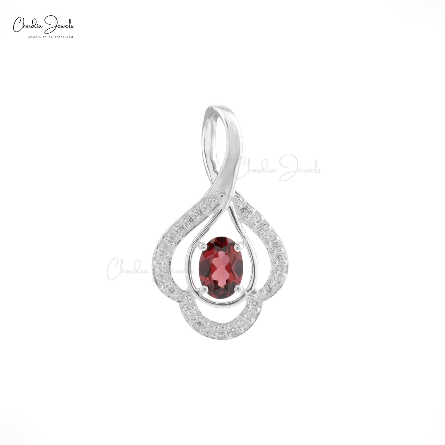 Garnet Gemstone Silver Pendant Cubic Zircon Pendant 