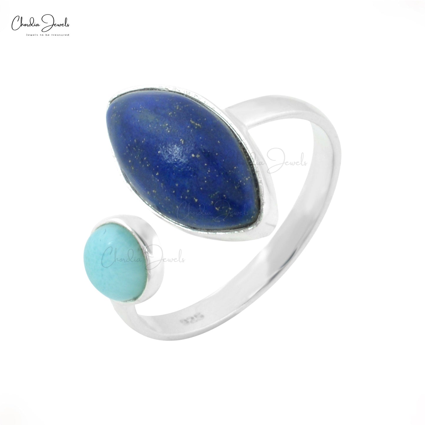 Lapiz Lazuli Silver Gemstone Ring Turquoise Silver Gemstone Ring Open Cuff Ring 