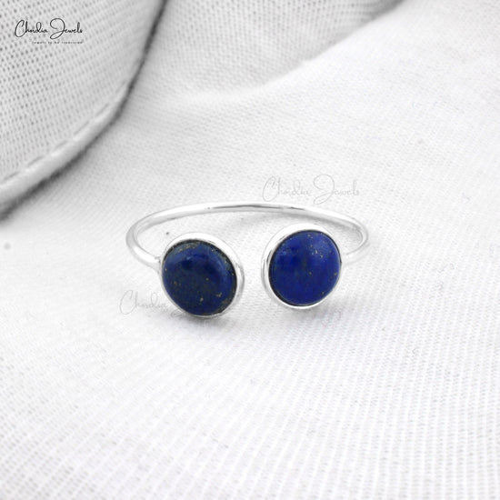 Lapis Lazuli Gemstone Silver Ring Open Shank Ring