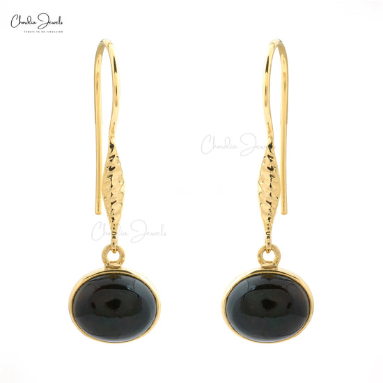 Beautiful Black Opal Dangler Earrings for Girls 925 Sterling Silver Oval Cabochon Gemstone Jewelry At Offer Price