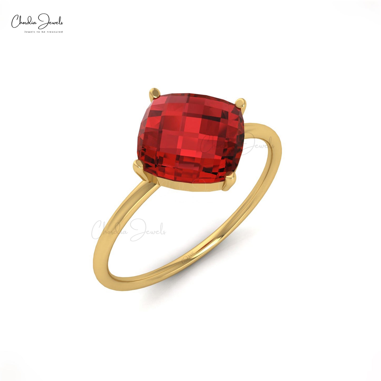 Classic 8MM Natural Garnet Solitaire Ring