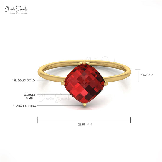 Classic 8MM Natural Garnet Solitaire Ring