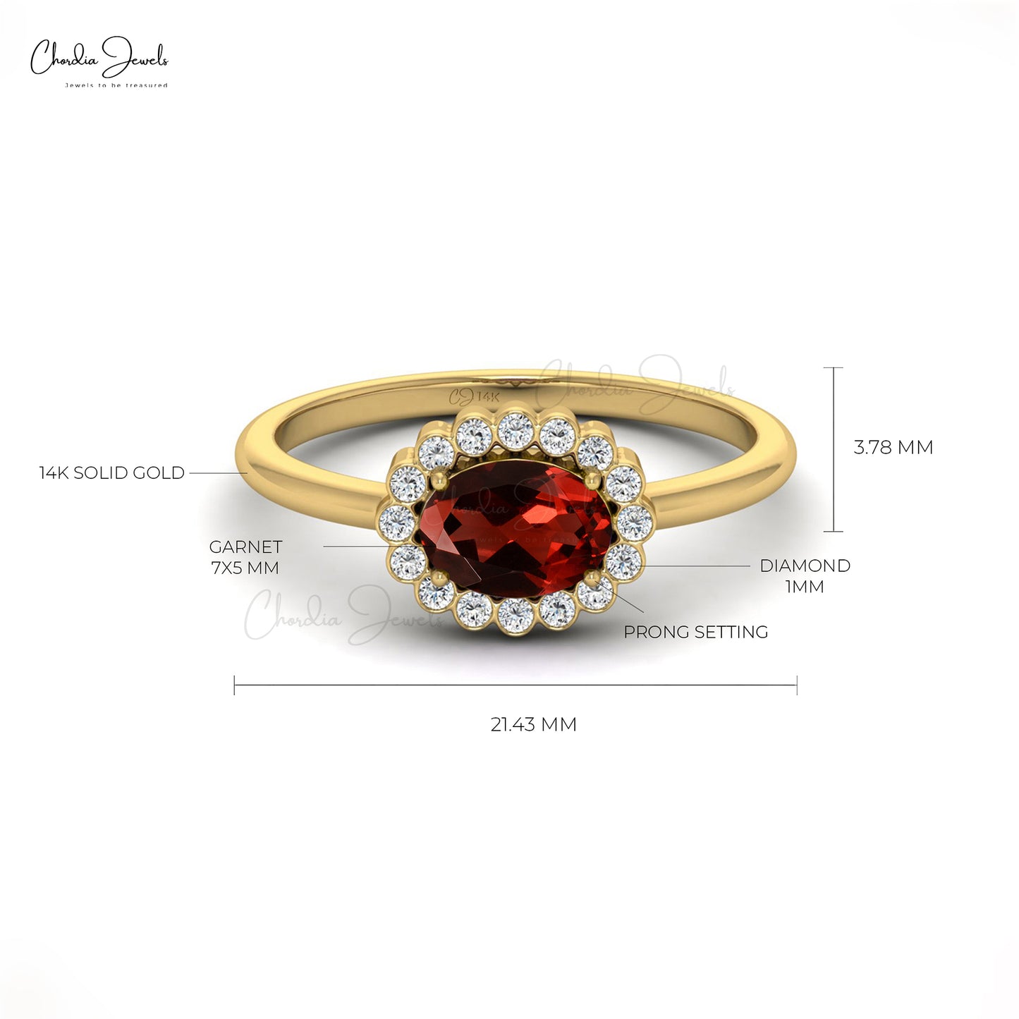 Oval Shaped 7x5mm Garnet Diamond Halo Ring for Her
