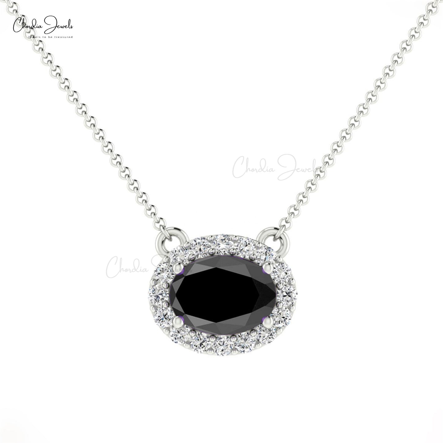 Black Diamond Halo Necklace