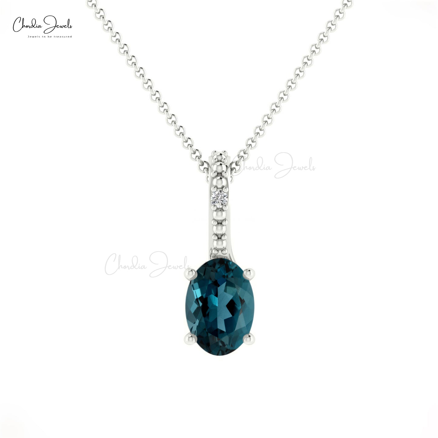 Natural London Blue Topaz Pendant
