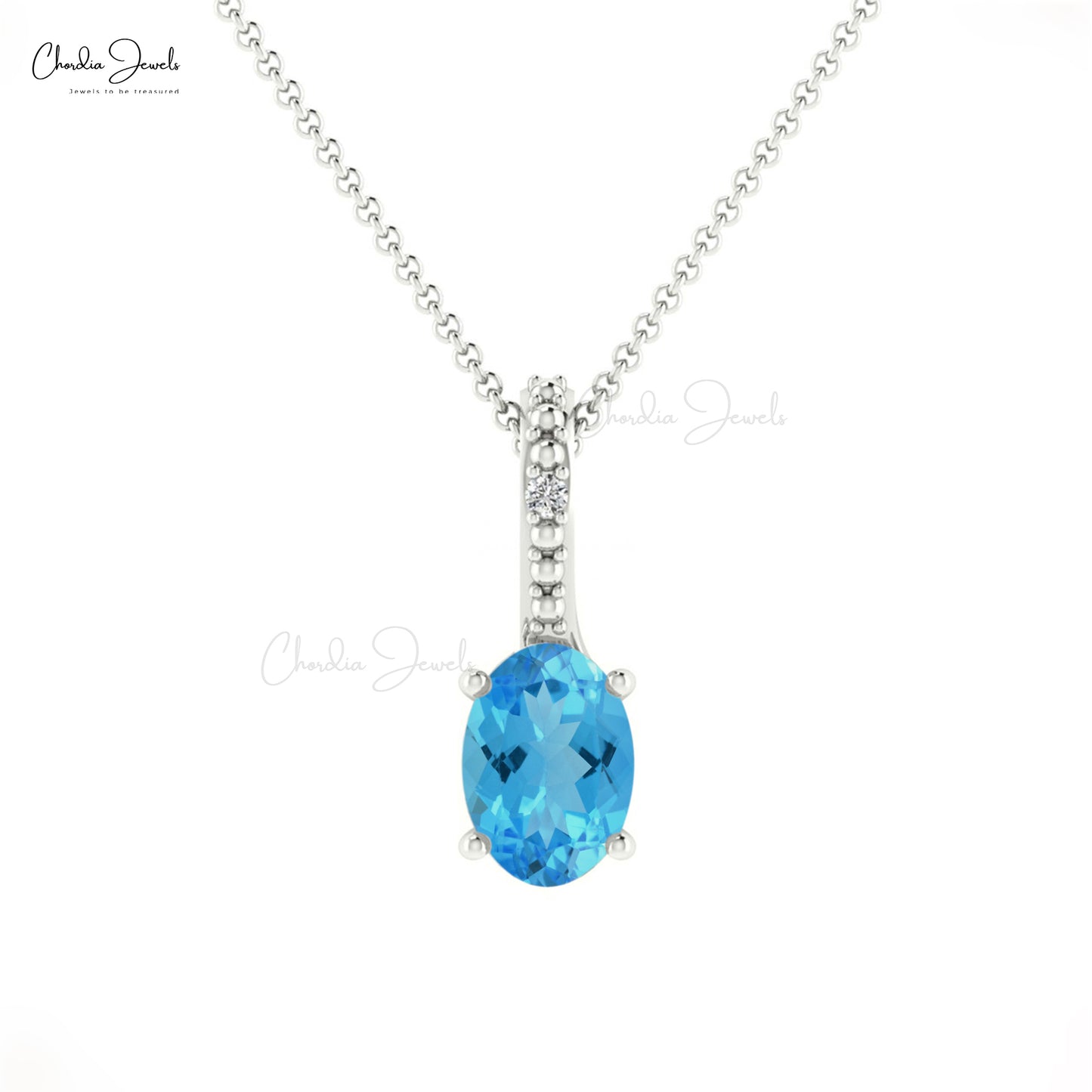 Swiss Blue Topaz Pendant