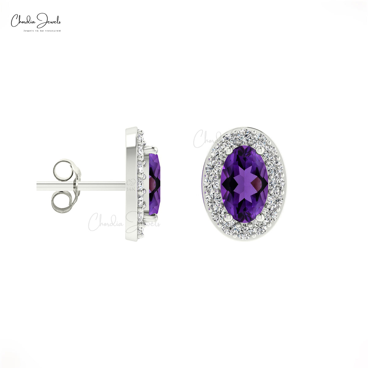 Amethyst on sale halo earrings