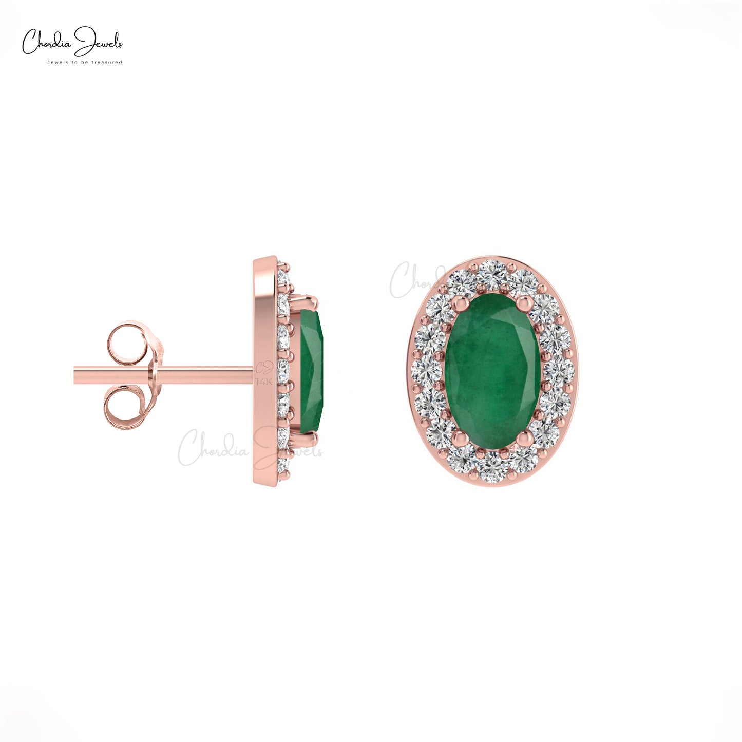 Transform your style with our emerald halo earrings.