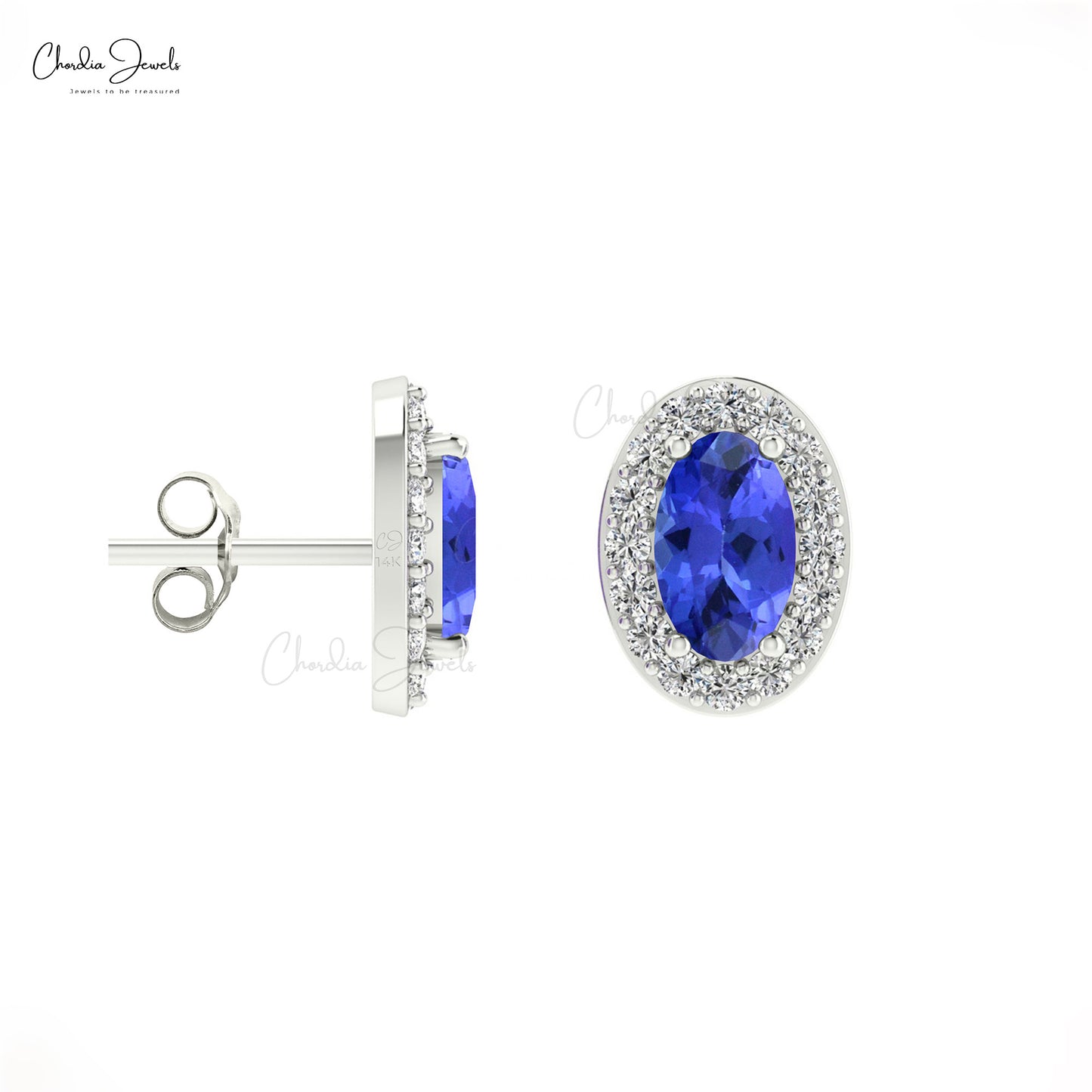 AAA Tanzanite Halo Earrings