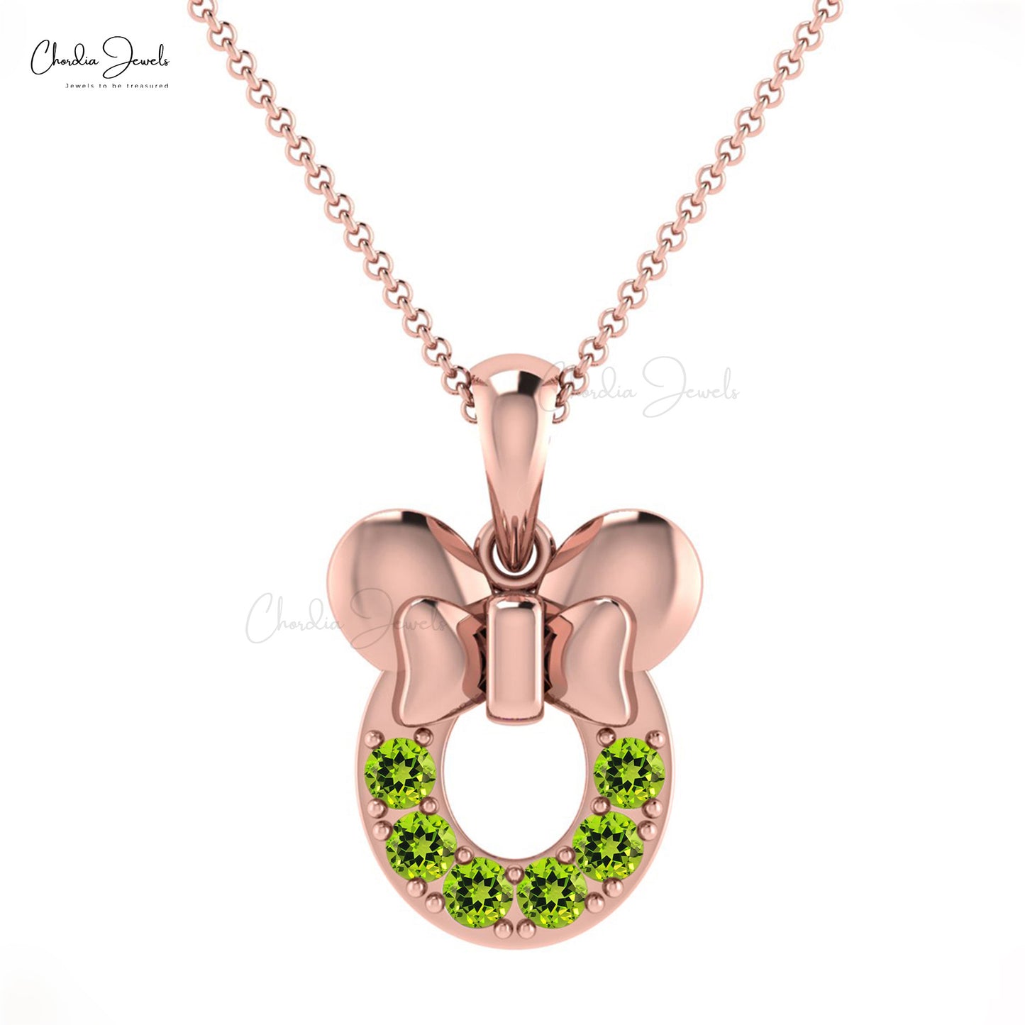 Exquisite Cartoon Dainty Disney Pendant Necklace Pendant Authentic Green Peridot Mickey Mouse Pendant in 14k Solid Gold Birthday Gift For Daughter