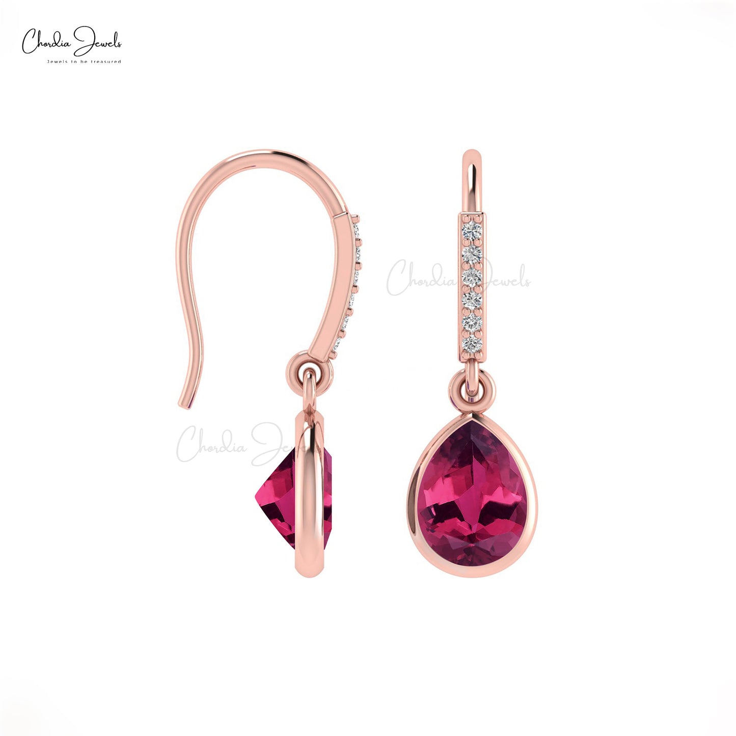 Pink Tourmaline & Diamond Earrings