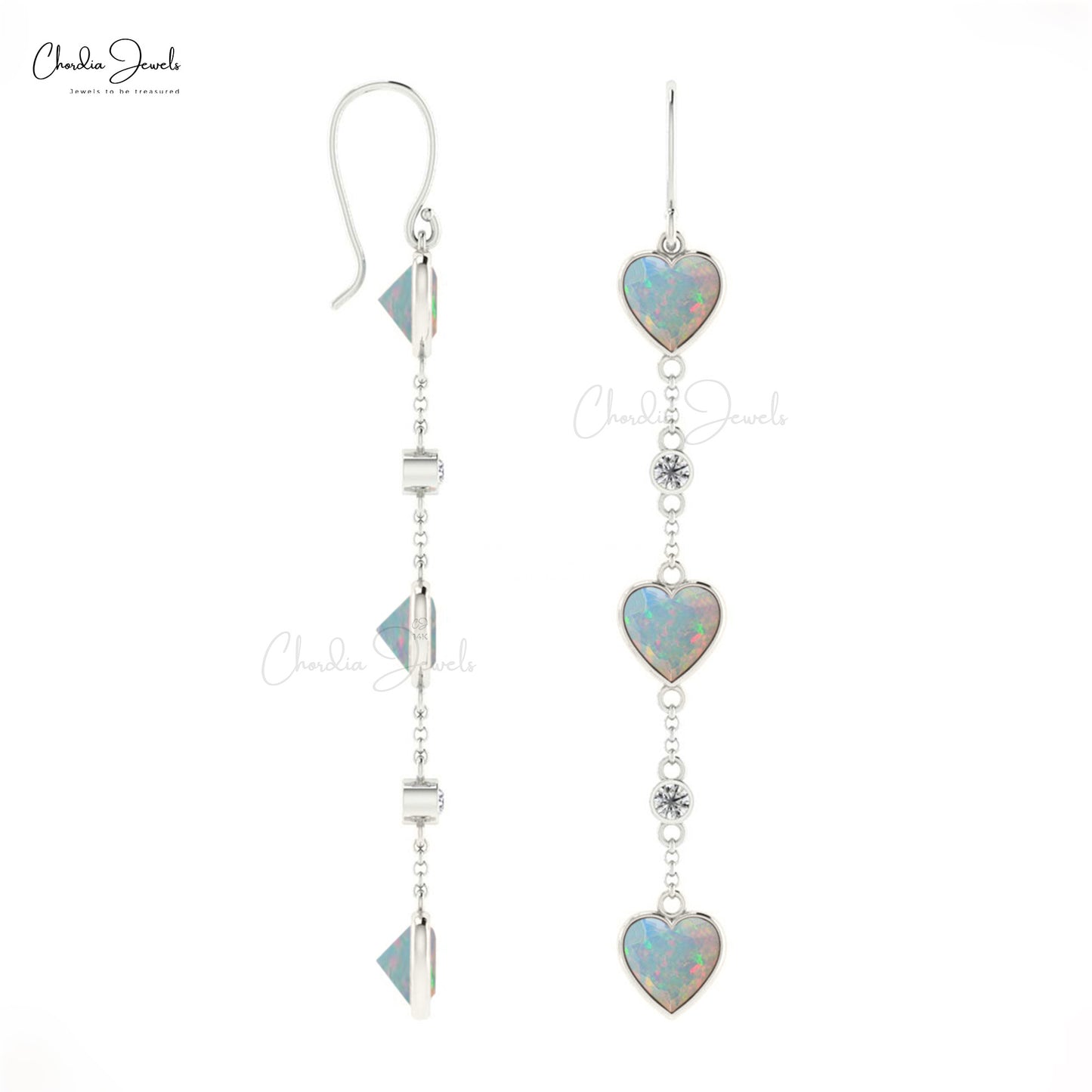 Heart Shaped Opal Earrings