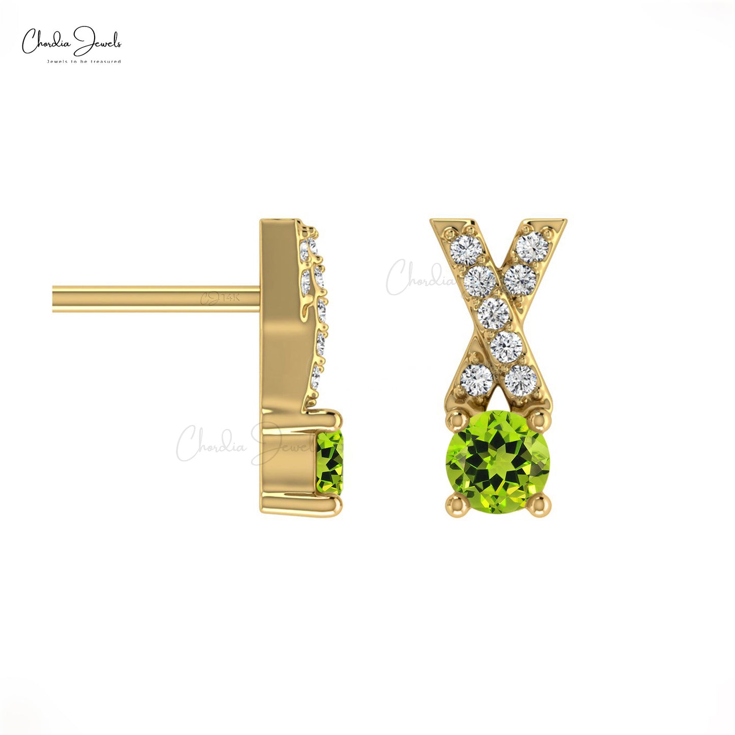 14k Solid Gold Push Back Studs Earrings