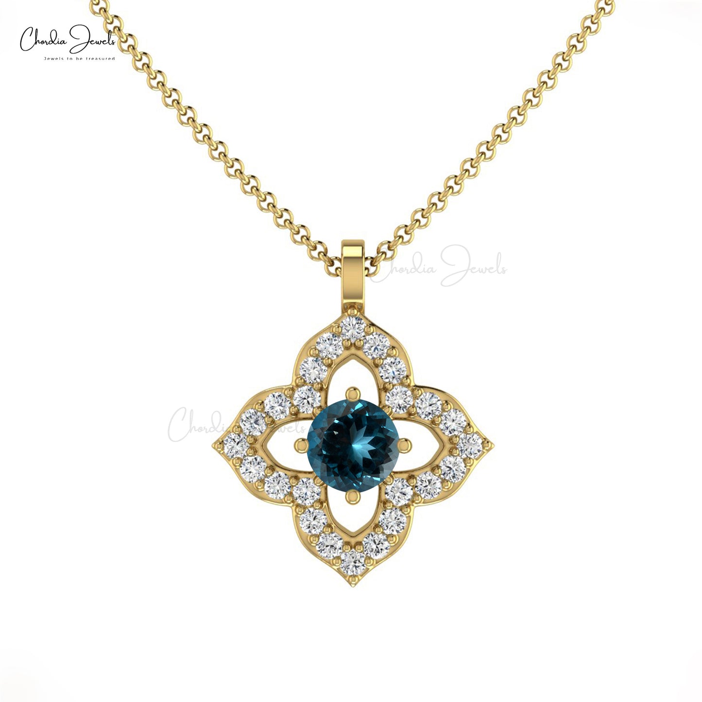 Natural London Blue Topaz Pendant