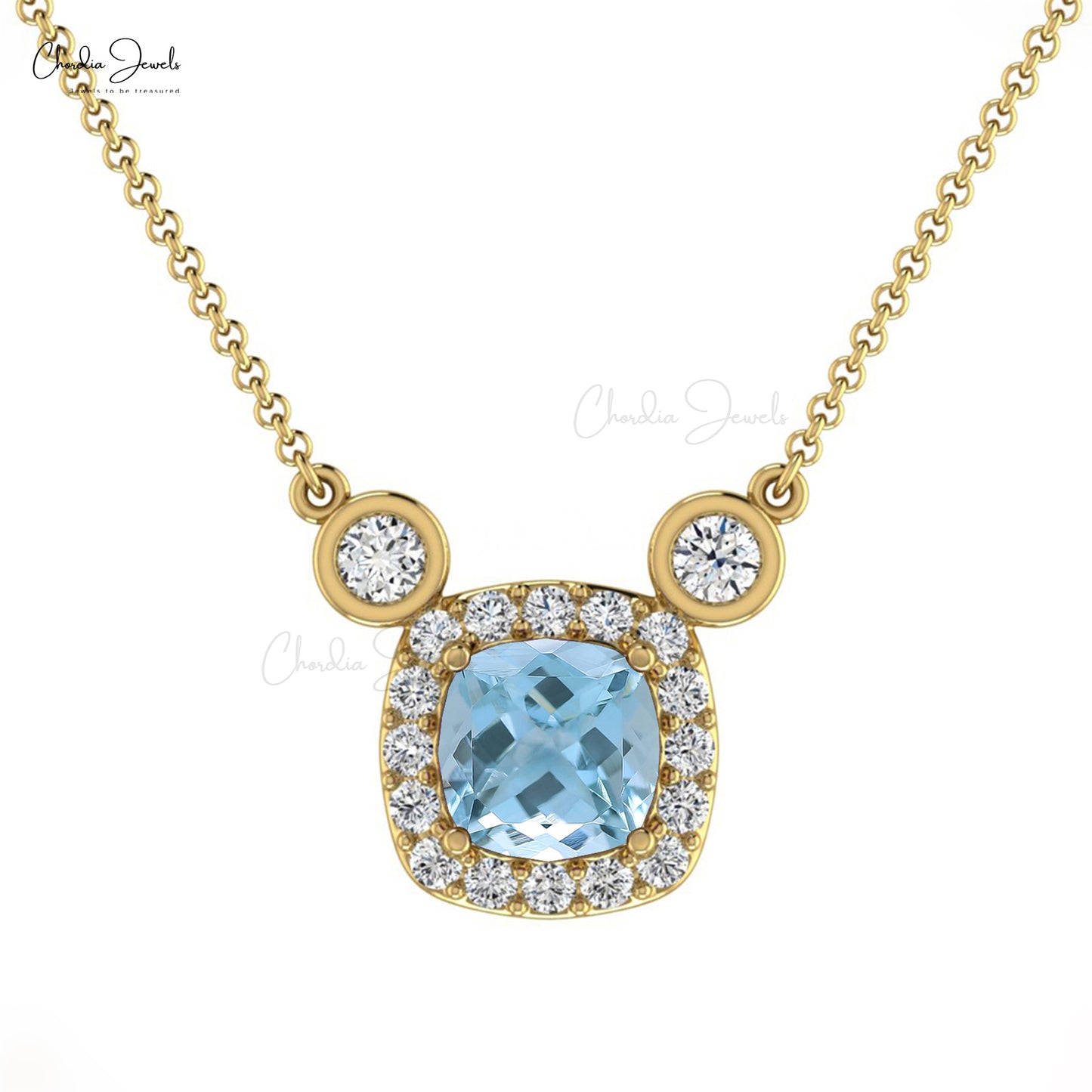 Bezel Set Halo Necklace