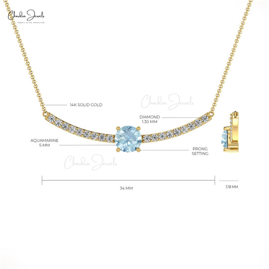 Natural Aquamarine & Diamond Necklace