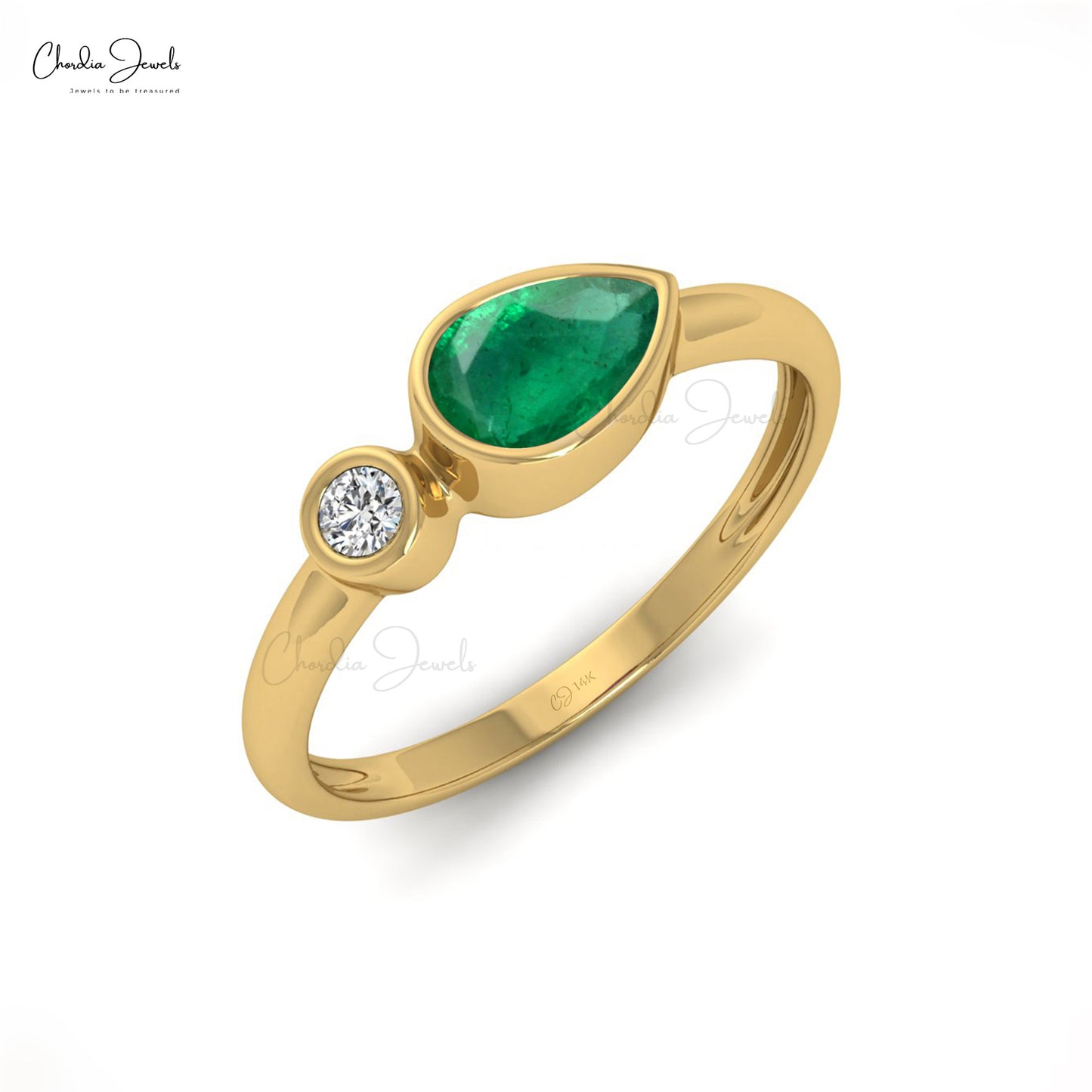 Emerald Bezel Set Ring