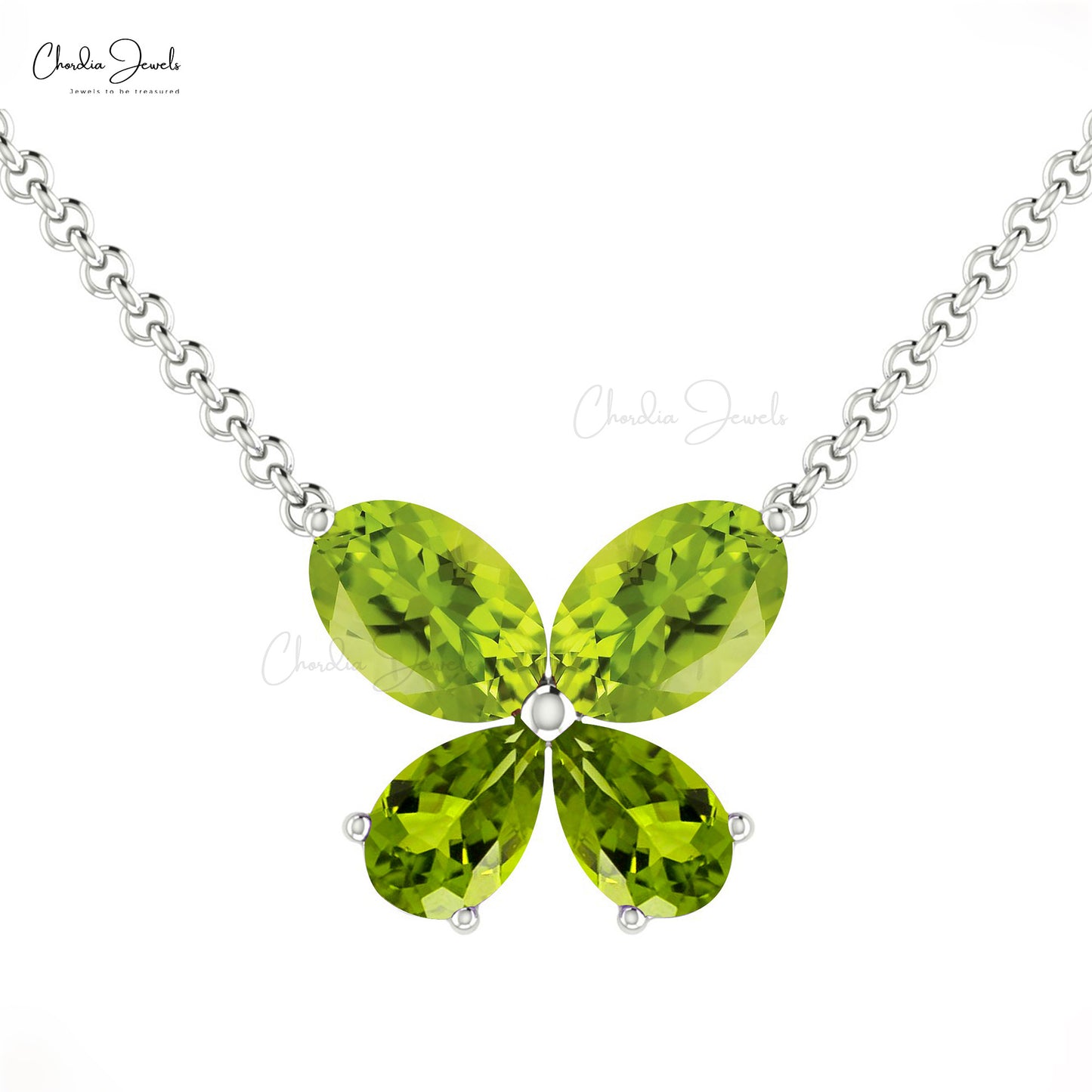 Solid 14k Gold Authentic Peridot Delicate Butterfly Necklace