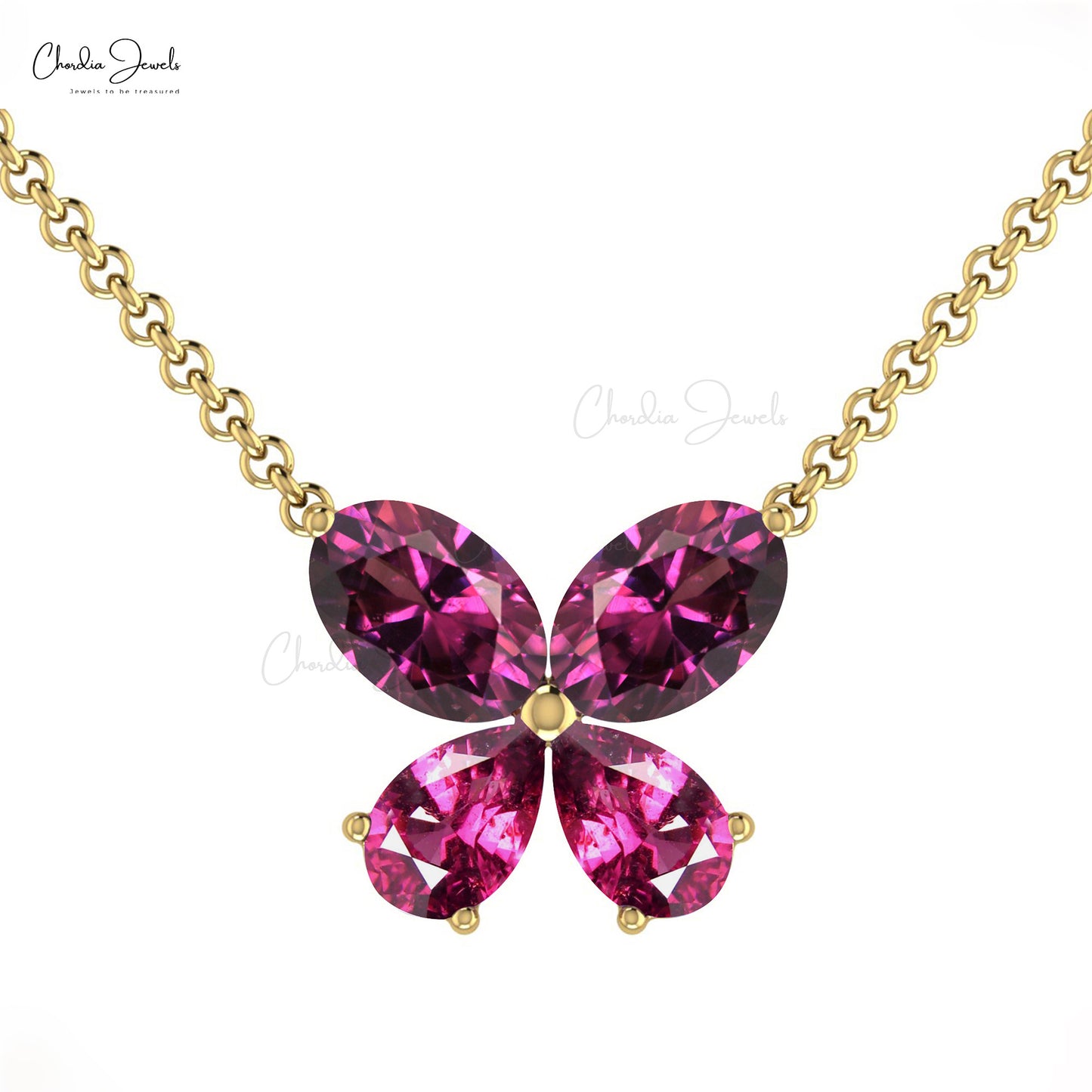 Rhodolite Garnet Butterfly Necklace