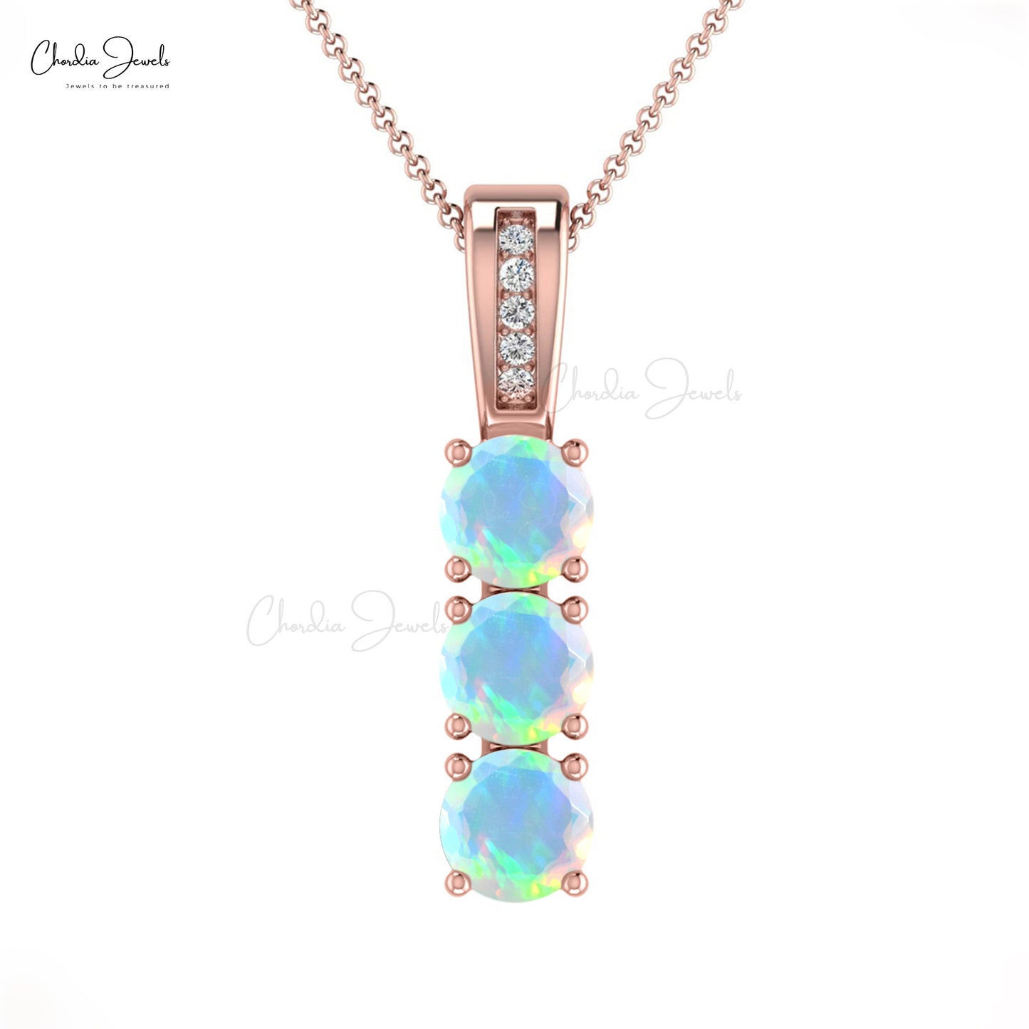 Fire Opal and Diamond Pendant