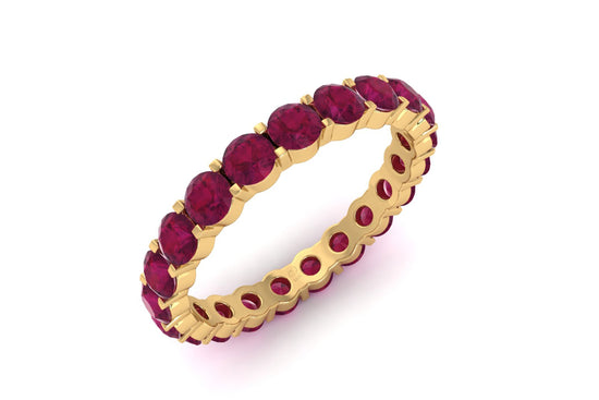 Petite Natural Round Cut Ruby Eternity Stackable Wedding Ring