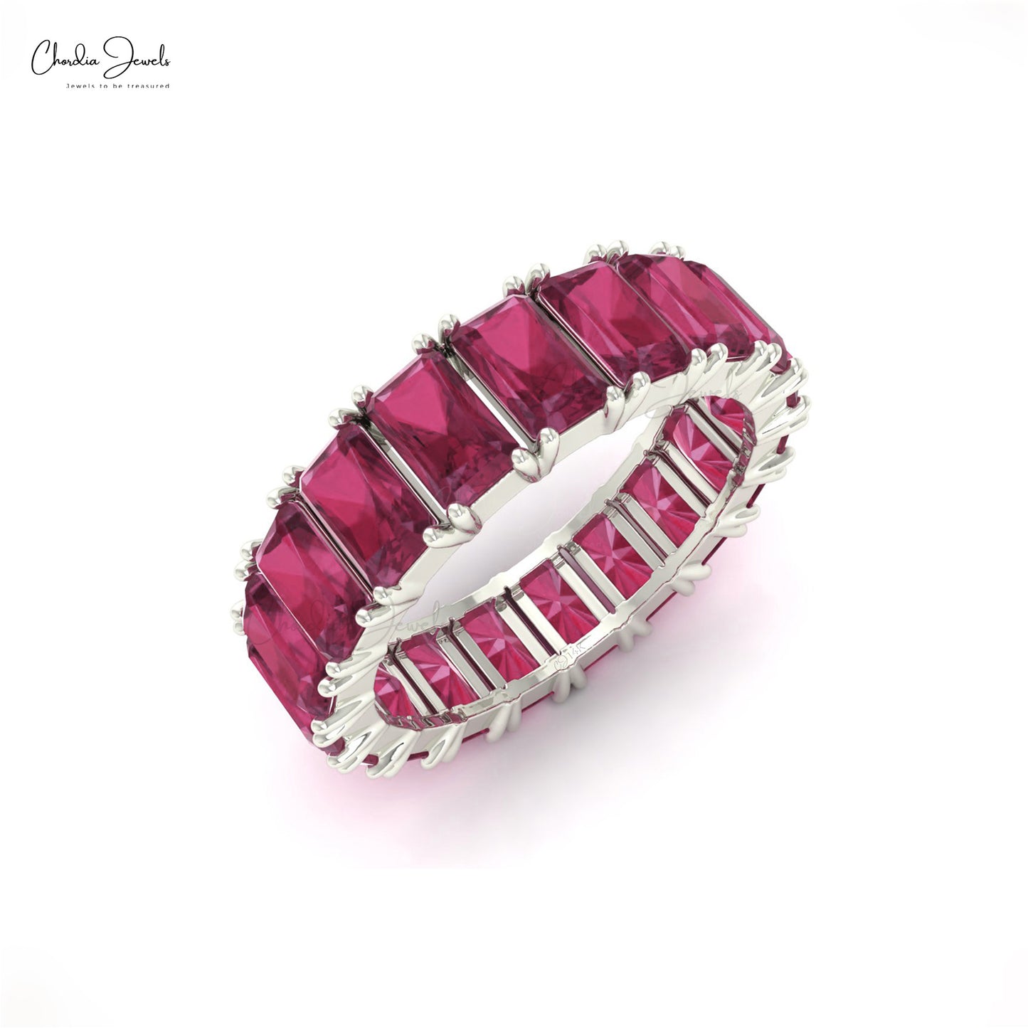 Natural 6.65 Carats Pink Tourmaline October Birthstone Full Eternity Band in 14k Solid Gold