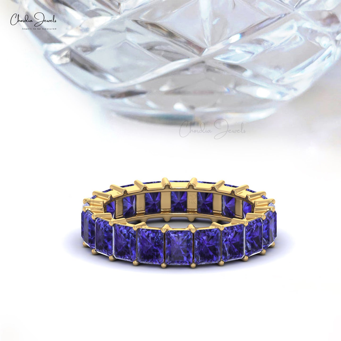 Full Eternity Gemstone Band In 14k Solid Gold Natural Tanzanite Gemstone Dainty Ring For Love