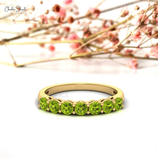 Classic August Birthstone Peridot Round Cut Ring in 14K Gold