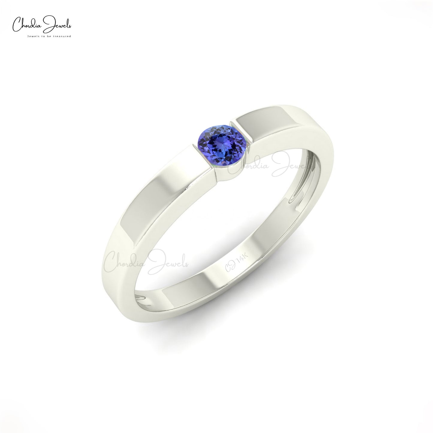 Solitaire Ring In Real 14k Gold Natural 0.11ct Tanzanite Gemstone Dainty Anniversary Ring