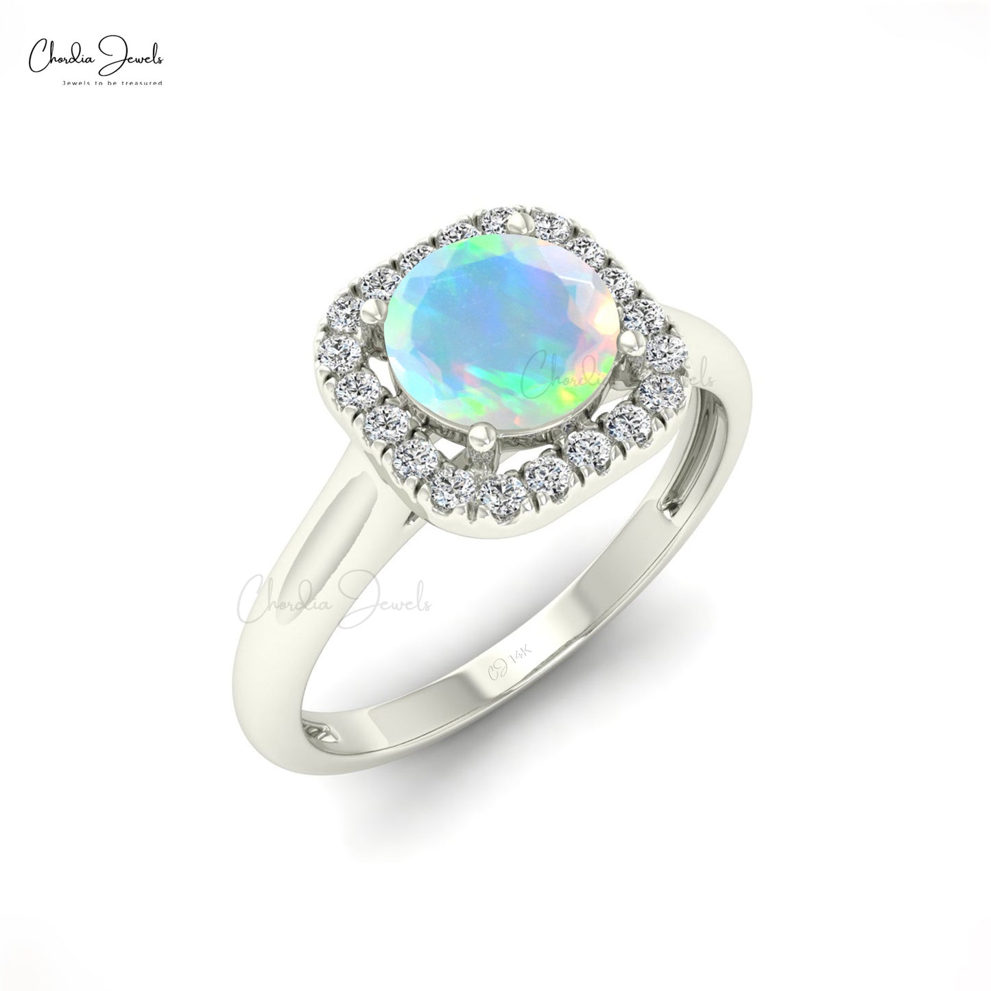Natural Ethiopian Opal Halo Ring