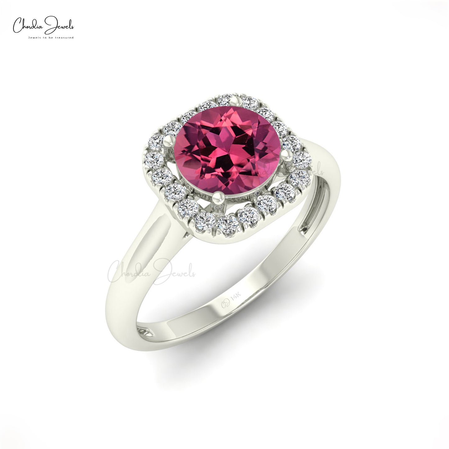 White Diamond Halo Ring