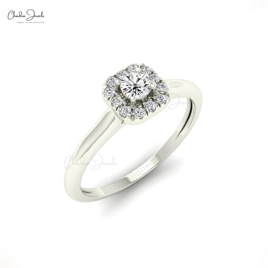 14K Solid Gold Diamond Anniversary Ring, 0.16 Carat G-H White Diamond Wedding Ring For Women, 3mm Round Cut Wedding Ring (Size 5-11)