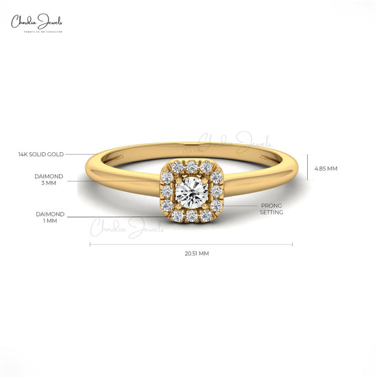 14K Solid Gold Diamond Anniversary Ring, 0.16 Carat G-H White Diamond Wedding Ring For Women, 3mm Round Cut Wedding Ring (Size 5-11)