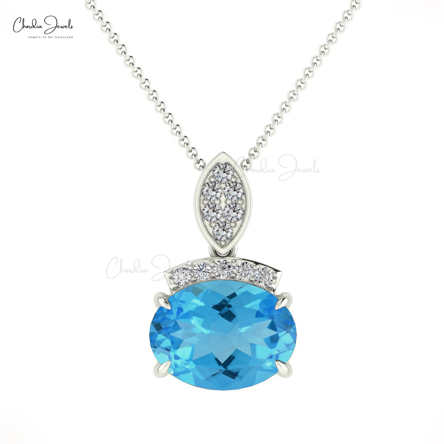 Swiss Blue Topaz Pendant