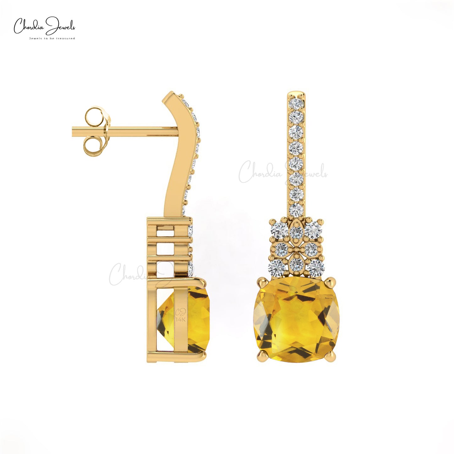 Citrine And Diamond Earrings