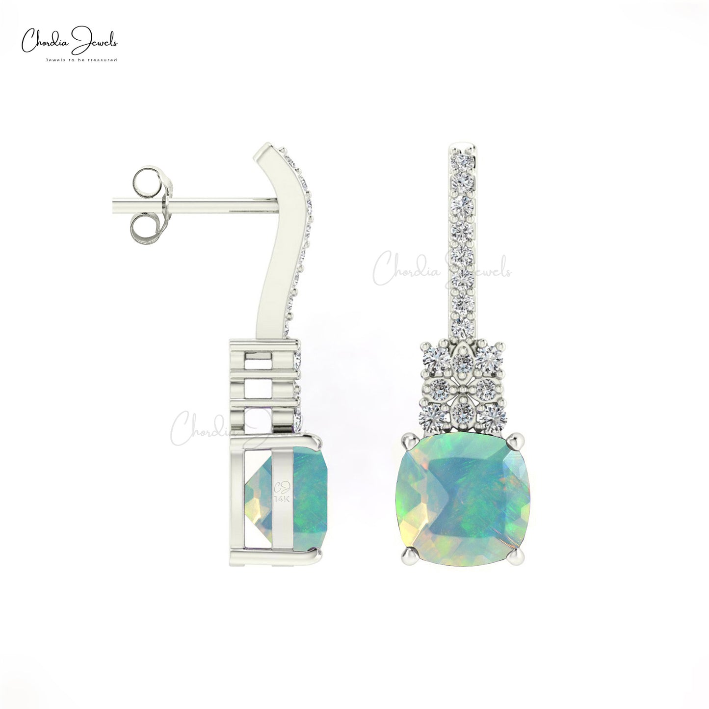 Natural Fire Opal Stud Earrings