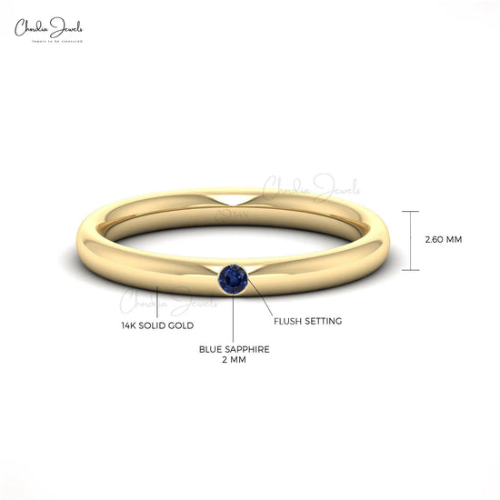0.03 Carat Genuine Blue Sapphire Solitaire Wedding Ring - Chordia Jewels