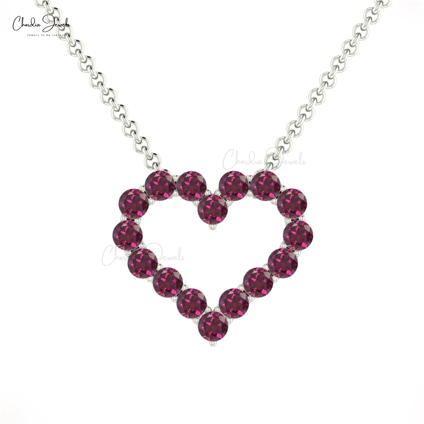 Rhodolite Garnet Heart Necklace