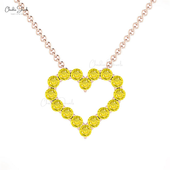 Yellow Sapphire Open Heart Necklace