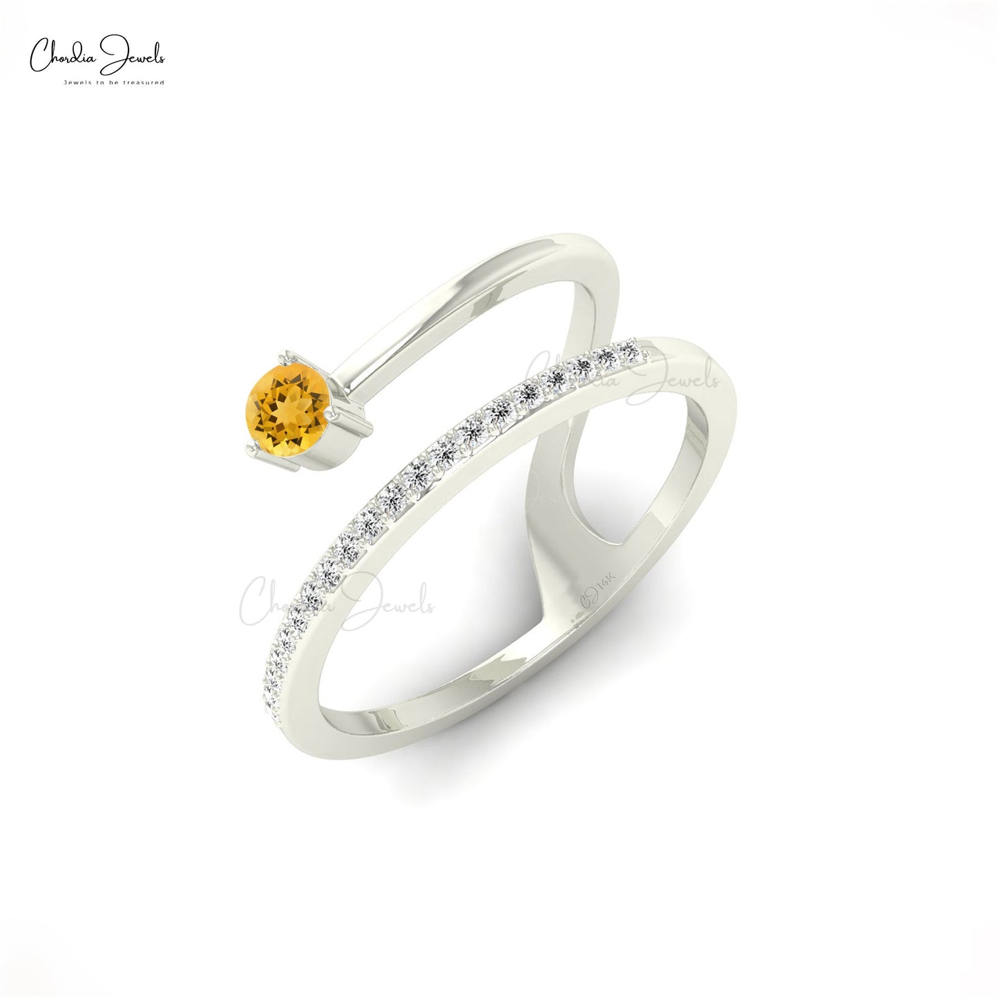 Natural Citrine Faceted Dainty Engagement Ring